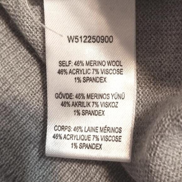 New Gray Merino Wool Low Back Sweater Large
